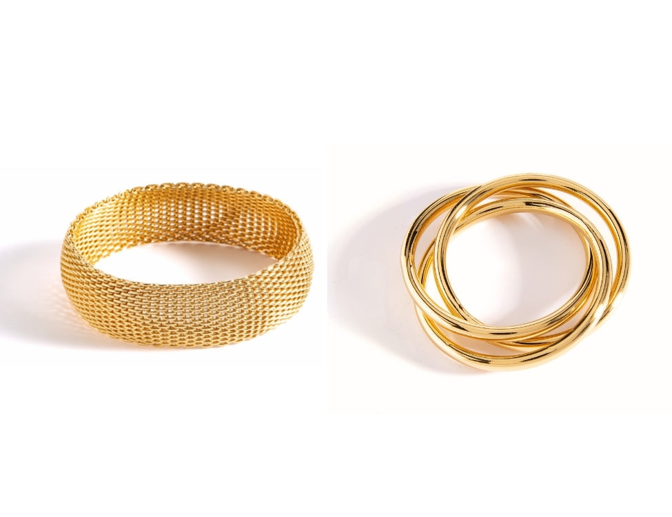MODERNO JUEGO CON BRAZALETE TRIPLE Y PULSERA DE MALLA