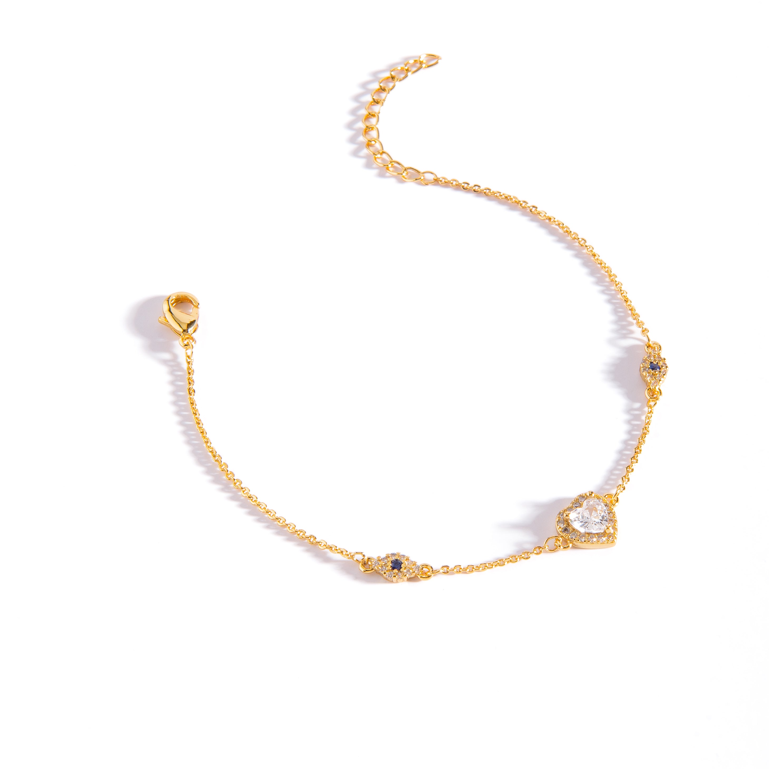 PULSERA PIEDRA CORAZON Y OJITOS