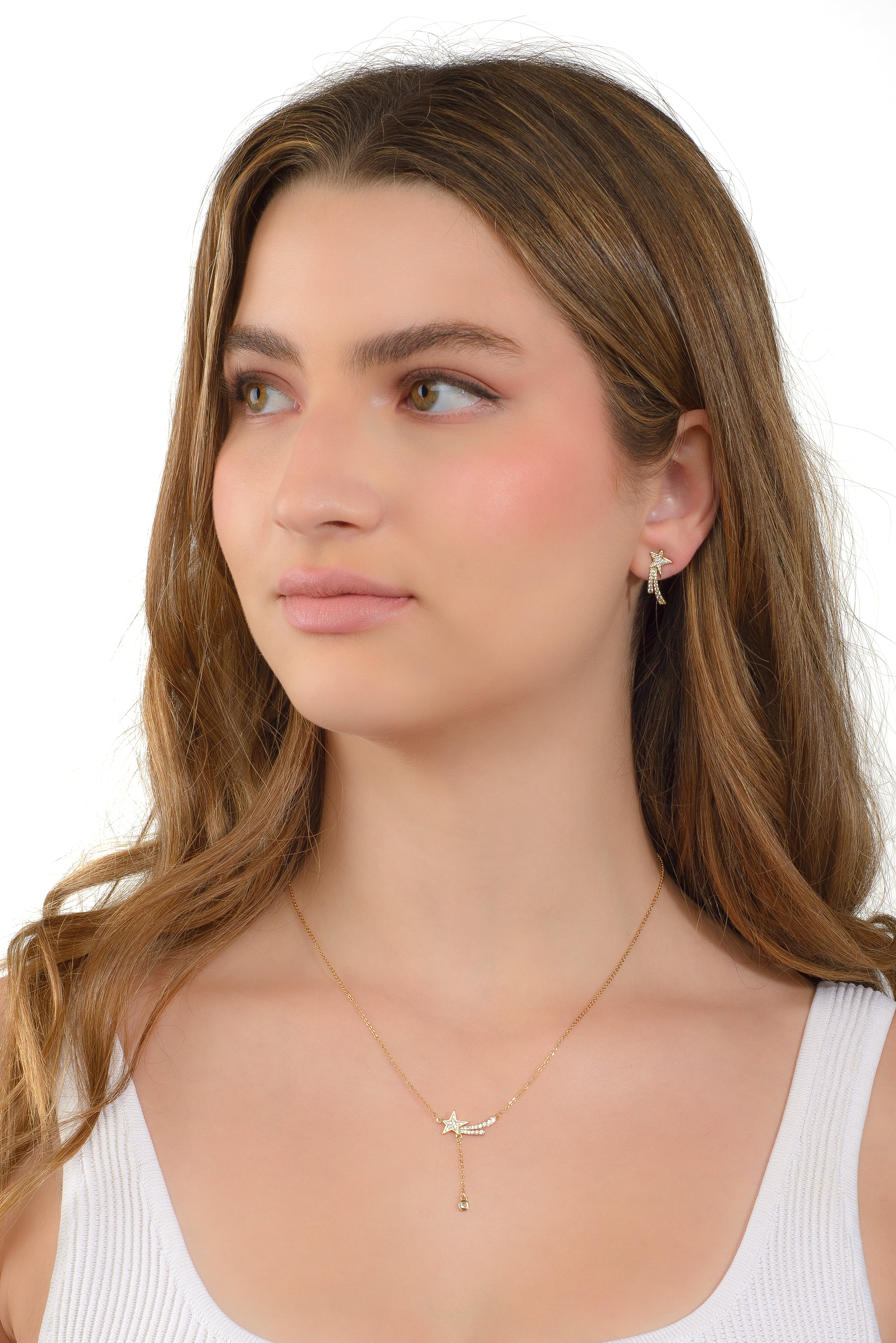 JUEGO DE COLLAR Y ARETES ESTRELLA FUGAZ