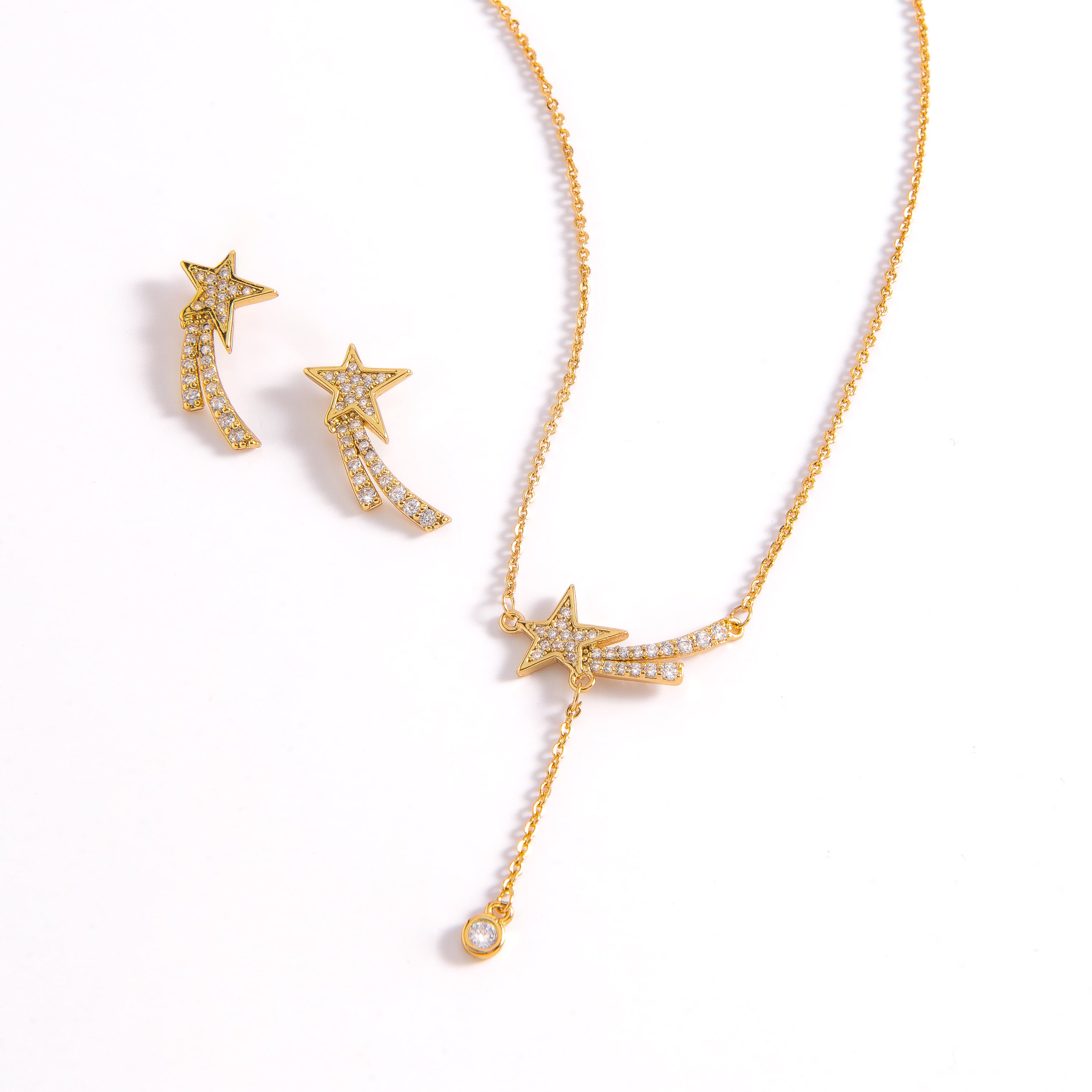 JUEGO DE COLLAR Y ARETES ESTRELLA FUGAZ
