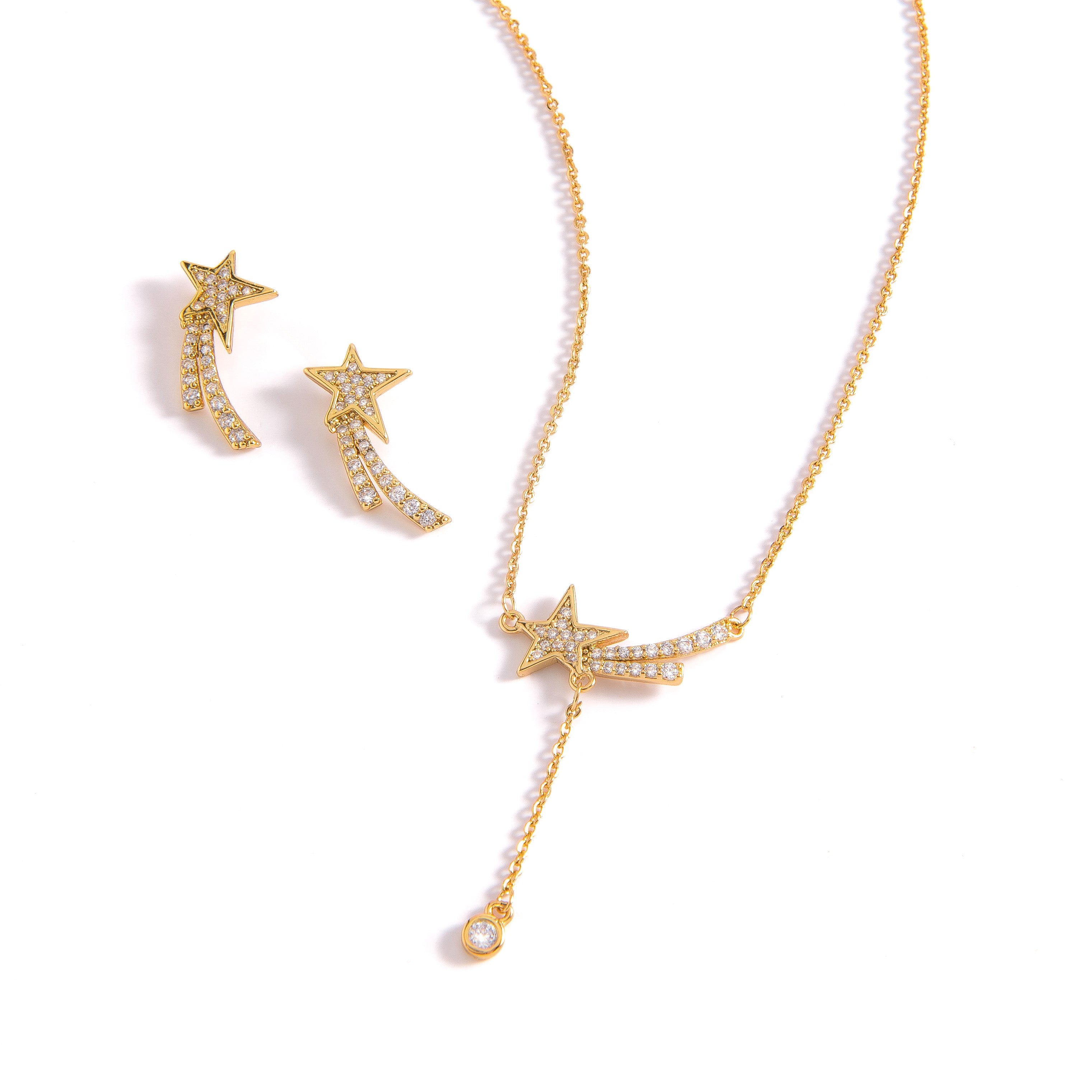 JUEGO DE COLLAR Y ARETES ESTRELLA FUGAZ