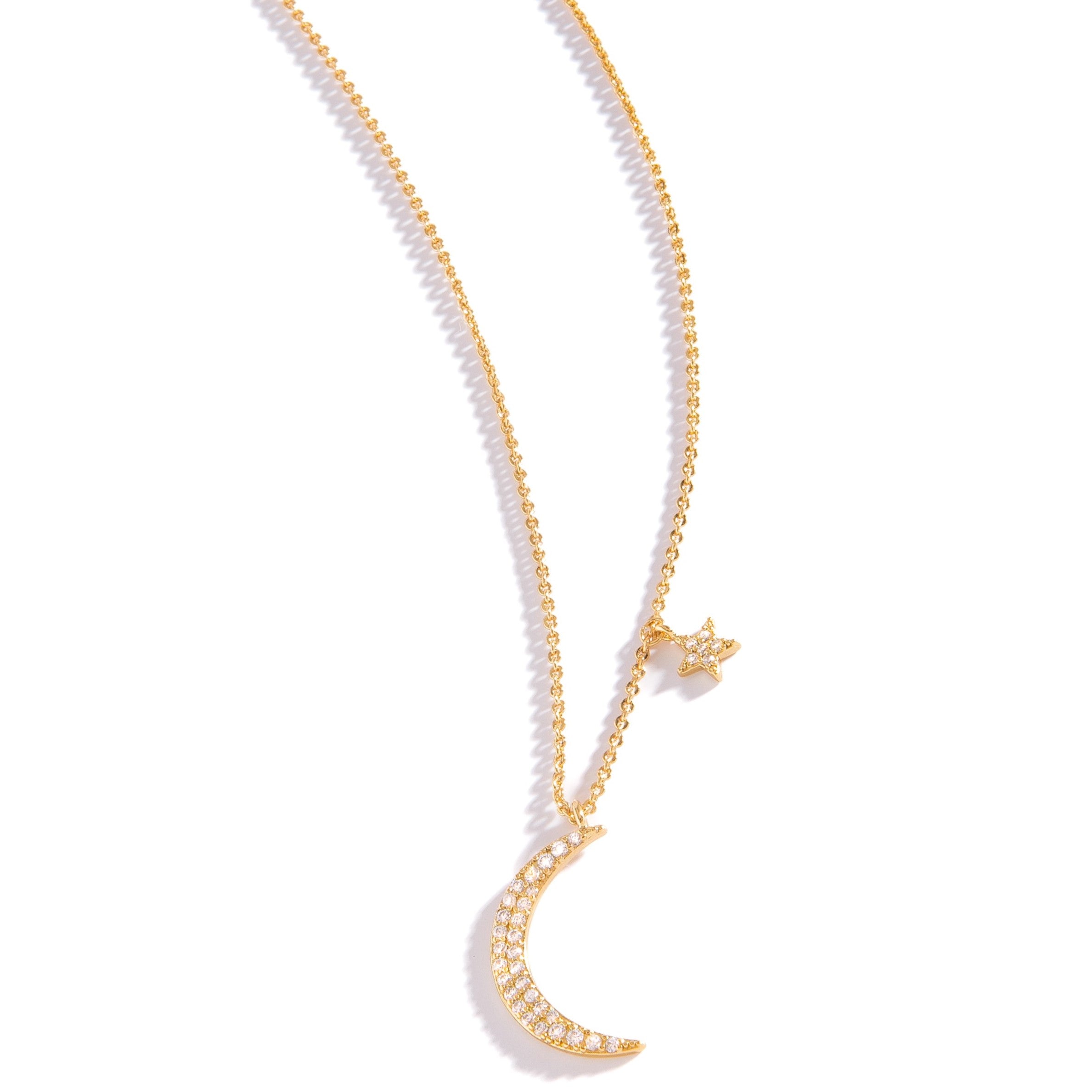 COLLAR CADENA DELGADA DIJE  LUNA Y ESTRELLA