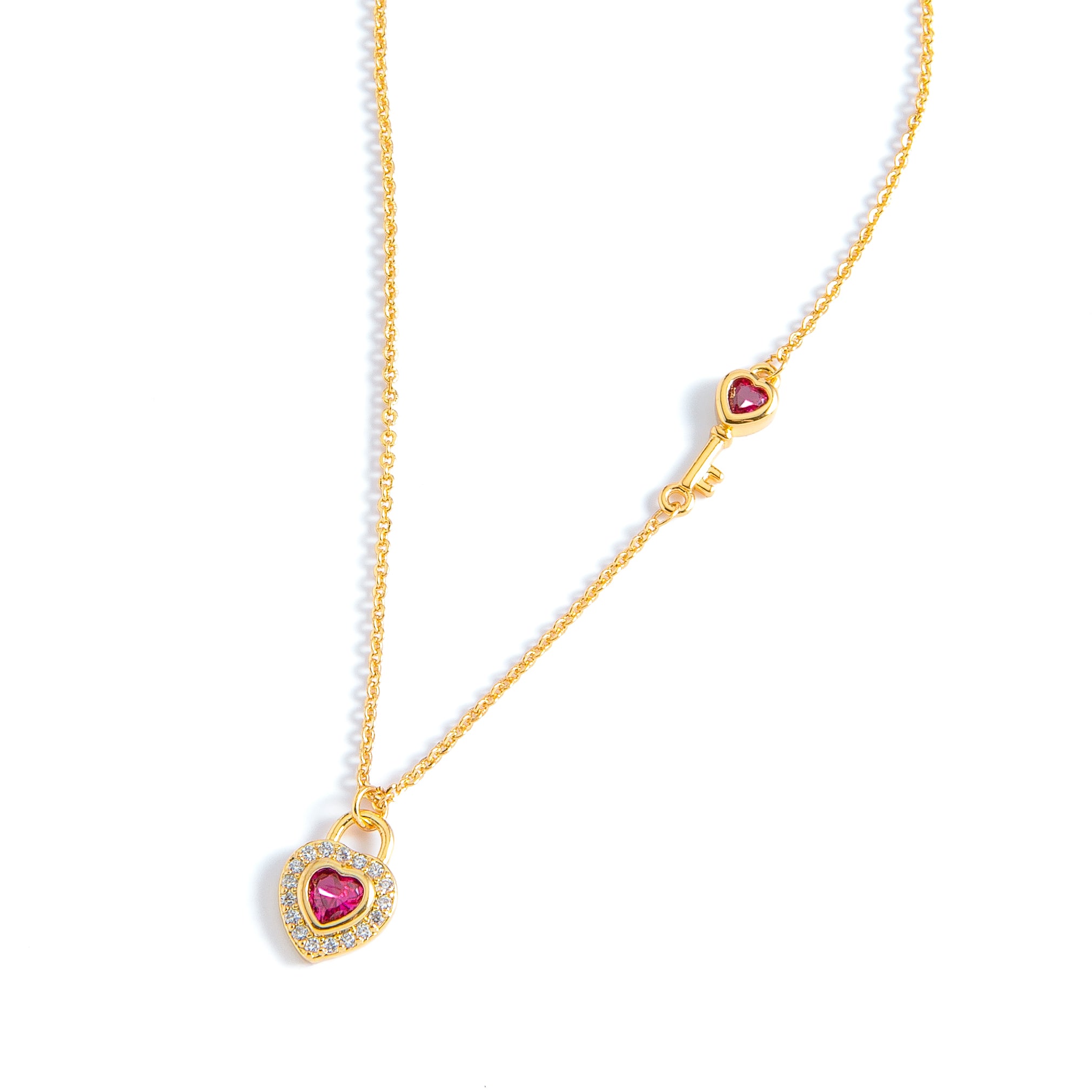 COLLAR CON DIJE DE CANDADO CORAZON Y LLAVE